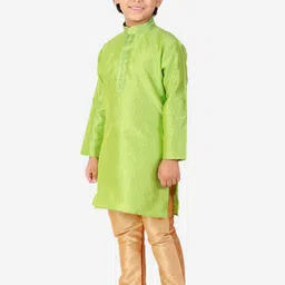 Pro-Ethic STYLE DEVELOPER Boys Green Dupion Silk Kurta with Pyjamas image 4