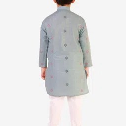 Pro-Ethic STYLE DEVELOPER Boys Mandarin Collar Checked Kurta with Pyjamas image 5