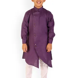 Pro-Ethic STYLE DEVELOPER Boys Mandarin Collar Asymmetric Kurta with Pyjamas image 4