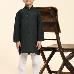 Pro-Ethic STYLE DEVELOPER Boys Self Designed Mandarin Collar Kurta with Pyjamas image 2