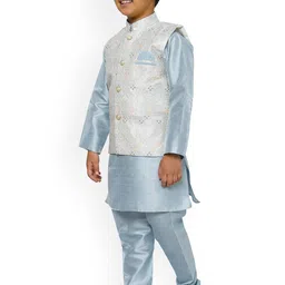 Pro-Ethic STYLE DEVELOPER Boys Embroidered Kurta with Pyjamas & Jacket image 2