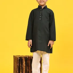 Pro-Ethic STYLE DEVELOPER Boys Self Designed Mandarin Collar Kurta with Pyjamas image 5