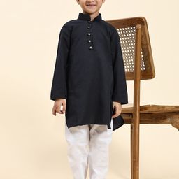Pro-Ethic STYLE DEVELOPER Boys Self Designed Mandarin Collar Kurta with Pyjamas image 5