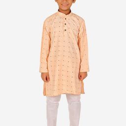 Pro-Ethic STYLE DEVELOPER Boys Peach-Coloured Printed Kurta with Pyjamas-0