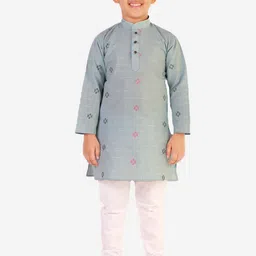 Pro-Ethic STYLE DEVELOPER Boys Blue Pure Cotton Kurta with Pyjama-image-77