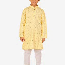 Pro-Ethic STYLE DEVELOPER Boys Yellow Printed Pure Cotton Kurta with Pyjama-23