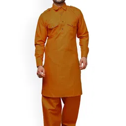 Pro-Ethic STYLE DEVELOPER Men Mustard Yellow Regular Kurta with Pyjamas-picture-29