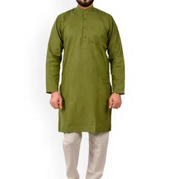 Pro-Ethic STYLE DEVELOPER Band Collar Regular Kurta with Pyjamas-image-16