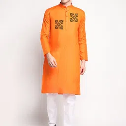 DEVOILER Ethnic Motifs Printed Mandarin Collar Regular Kurta with Pyjamas-picture-26