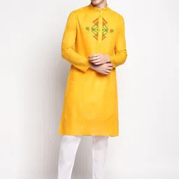 DEVOILER Ethnic Motifs Printed Band Collar Kurta with Pyjamas-picture-33