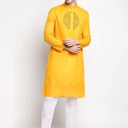 DEVOILER Ethnic Motifs Printed Band Collar Straight Kurta with Pyjama-picture-21