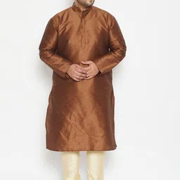 VASTRAMAY Men Coffee Brown Regular Kurta with Churidar-picture-28
