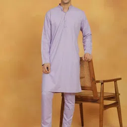 VASTRAMAY Mandarin Collar Straight Kurta with Trousers-picture-19