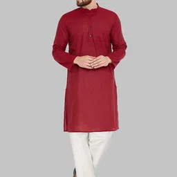 ROYAL KURTA Men Mandarin Collar Pure Cotton Kurta with Pyjamas-image-57