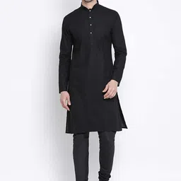 ROYAL KURTA Men Black Pure Cotton Kurta with Churidar-image-22