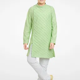 Jeetethnics Boys Green Straight Kurta with Churidar-47
