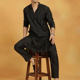 VASTRAMAY Embroidered Sequinned Straight Kurta with Pyjama-picture-10