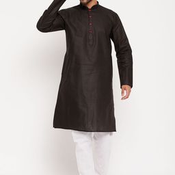 VASTRAMAY Mandarin Collar Kurta With Pyjamas-image-71