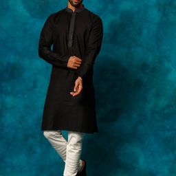 VASTRAMAY Geometric Yoke Design Regular Kurta With Churidar-picture-0