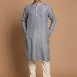 VASTRAMAY Men Grey Kurta with Churidar-image-22