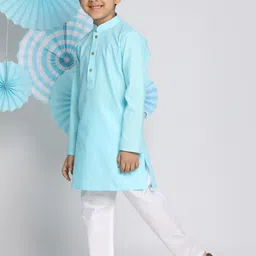 VASTRAMAY Boys Blue Regular Kurta with Pyjamas-16