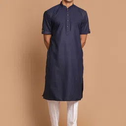 VASTRAMAY Mandarin Collar Regular Kurta With Pyjamas-picture-10