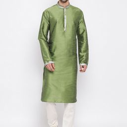 VASTRAMAY Long Sleeves Cotton Silk Kurta with Churidar-picture-4