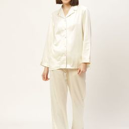 bedgasm Women White Satin Night suit with Eye Mask-image-103