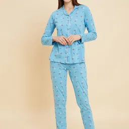 Sweet Dreams Blue Floral Printed Night Suit-image-112