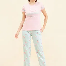 Sweet Dreams Pink Conversational Printed Pure Cotton Night suit-image-8
