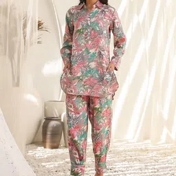 JISORA Printed Pure Silk Tunic With Trousers Co-Ords-image-57