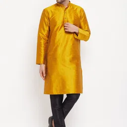 VASTRAMAY Mandarin Collar Straight Kurta with Trousers-image-76