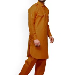 Pro-Ethic STYLE DEVELOPER Men Mustard Yellow Regular Kurta with Pyjamas image 4