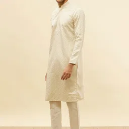 Manyavar Self Design Satin Regular Kurta with Pyjamas image 3