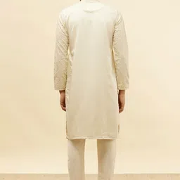 Manyavar Self Design Satin Regular Kurta with Pyjamas image 4