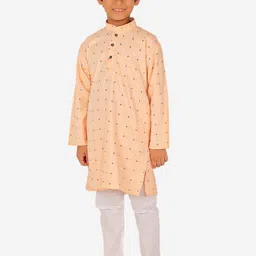 Pro-Ethic STYLE DEVELOPER Boys Peach-Coloured Printed Kurta with Pyjamas image 2