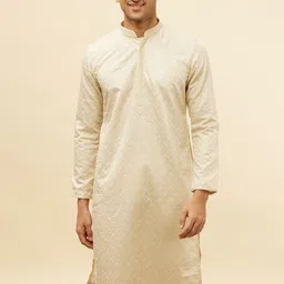 Manyavar Self Design Satin Regular Kurta with Pyjamas image 5
