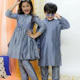 VASTRAMAY Boys Ethnic Printed Mandrain Collar Ethnic Printed Regular Kurta Set-image-36