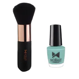 Moraze Set of Nail Paint 5 ml - Aquamarine with Kabuki Foundation Brush - Black-17