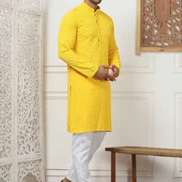 Anouk Ethnic Motifs Embroidered Sequinned Kurta with Pyjamas image 4