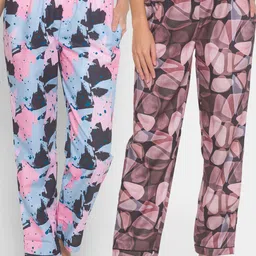 FashionRack Women Set of 2 Printed Cotton Lounge Pants-image-54