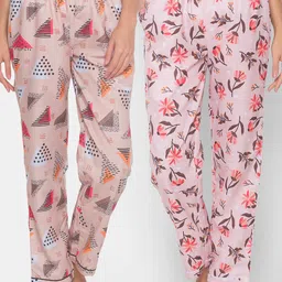 FashionRack Women Set of 2 Printed Cotton Lounge Pants-image-51