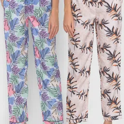 FashionRack Women Set of 2 Printed Cotton Lounge Pants-image-62