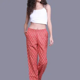 evolove Women Floral Printed Mid-Rise Pure Cotton Lounge Pants-image-70