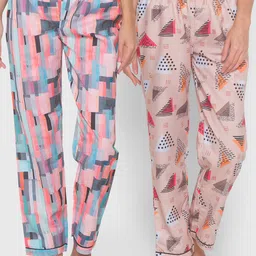 FashionRack Women Pack of 2 Printed Cotton Lounge Pants-picture-0