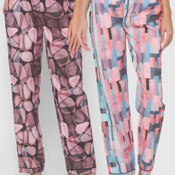 FashionRack Women Pink & Black Pack Of 2 Printed Lounge Pants-image-96