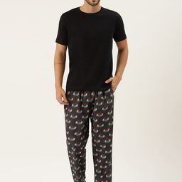 Rapra The Label Men Black Printed Lounge Pants-image-83