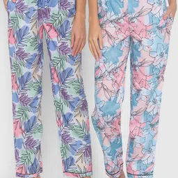 FashionRack Women Blue Pack of 2 Floral Printed Lounge Pants-picture-15