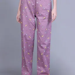 evolove Women Floral Printed Pure Cotton Lounge Pants-image-75