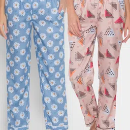 FashionRack Women Set of 2 Printed Cotton Lounge Pants-image-77